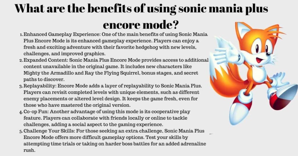 what are the benefits of using sonic mania plus encore mode